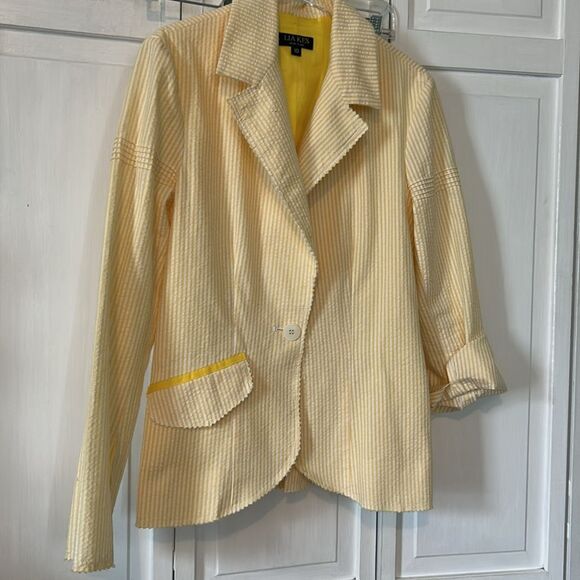 Lia Kes Yellow Seersucker Women's Blazer - Size 10 - Picture 10 of 10
